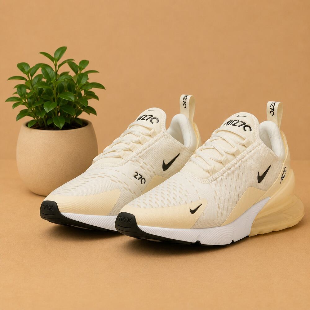 NWT Nike Air Max 270 Women AH6789-124 Sail/Coconut Milk/Pale Ivory/Black 7.5